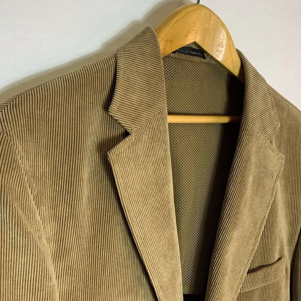LaCrosse Men's Tan Corduroy 3 Button Front Classic Tailored Sport Coat Size 42L